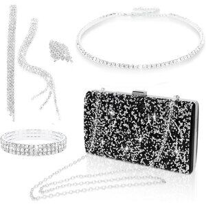 Jewelry Purse Set for Women Rhinestone Clutch Evening Bag Gift Idea